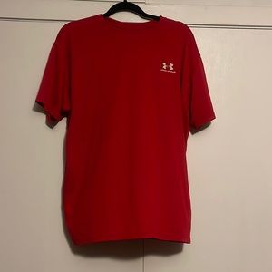 Used dry, fit under armor red shirt